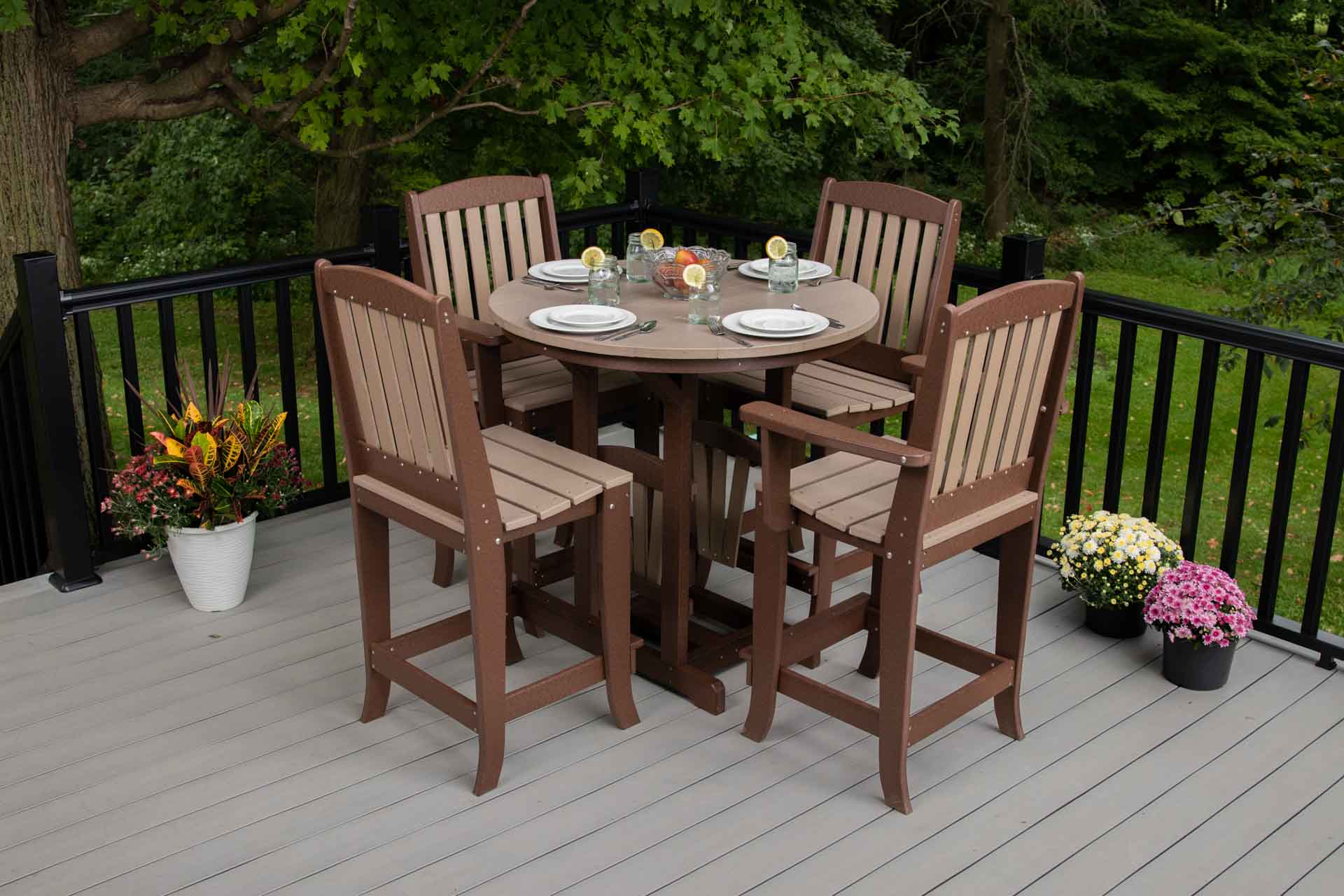 5-Piece Mission Round Table Counter Height Set - Sunset Furniture ...