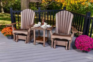 3-Piece Curve Seat Adirondack Glider Chair Set