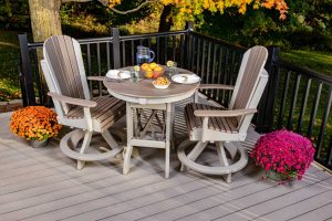 3-Piece Adirondack Swivel Round Table Set, Counter Height