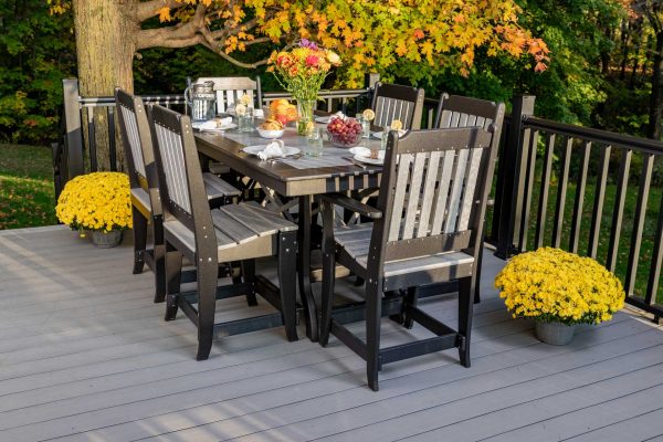 7-Piece Outdoor Dining Set, Rectangle Table, Mission Chairs, Counter Height