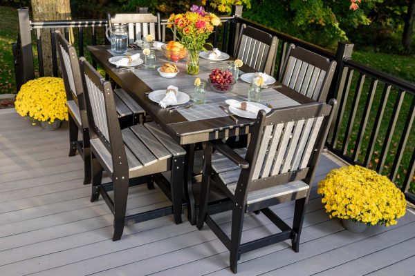 7-Piece Outdoor Dining Set, Rectangle Table, Mission Chairs, Counter Height