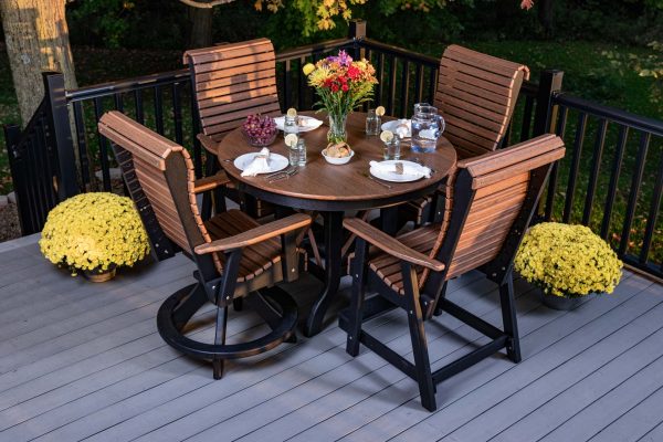 5-Piece Roll Back Round Table Set, Counter Height