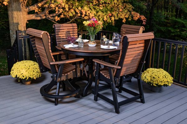 5-Piece Roll Back Round Table Set, Counter Height