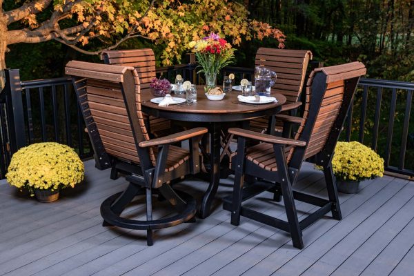 5-Piece Roll Back Round Table Set, Counter Height